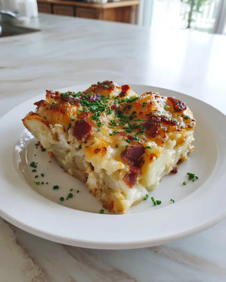 Ultimate Comfort Food Loaded Baked Potato Casserole Recipe - Featured Image