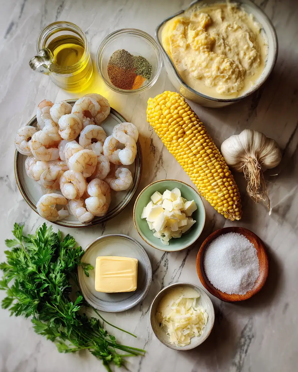 Ingredients for Creamy New Orleans Shrimp and Corn Bisque Recipe to Warm Your Soul