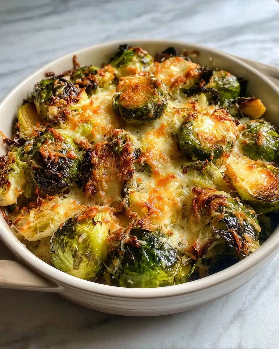 Crispy Parmesan Brussels Sprouts Bake Everyone Will Love - Featured Image