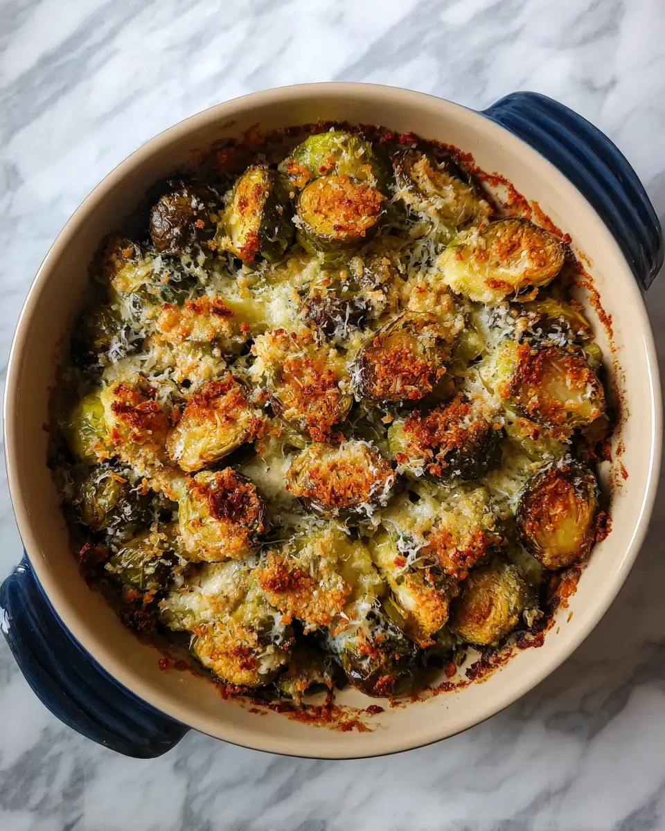 Final dish - Crispy Parmesan Brussels Sprouts Bake Everyone Will Love