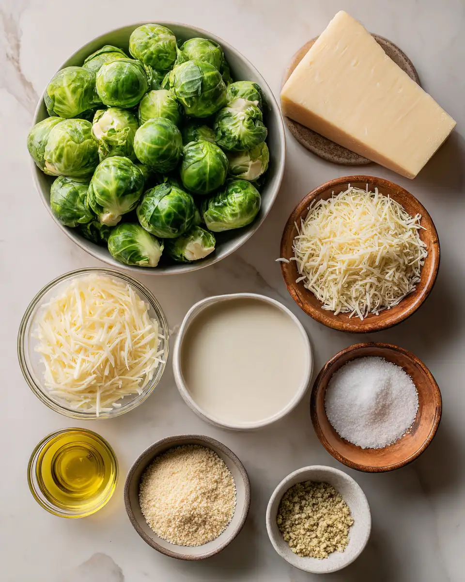 Ingredients for Crispy Parmesan Brussels Sprouts Bake Everyone Will Love