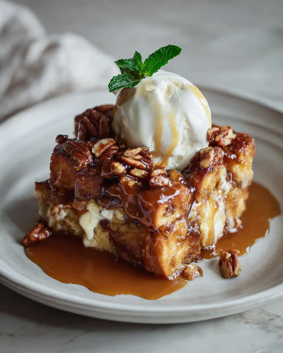 Indulge in Irresistible Pecan Caramel Bread Pudding Bliss - Featured Image
