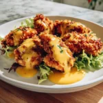 Crunchy Pretzel Chicken with Tangy Mustard Cheddar Sauce Recipe - Featured Image