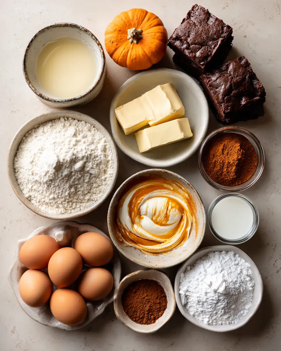 Ingredients for Decadent Pumpkin Cheesecake Swirl Brownies You Have to Try