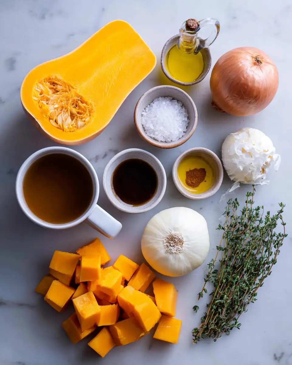 Ingredients for Creamy Comfort in a Bowl Roasted Butternut Squash Soup Recipe