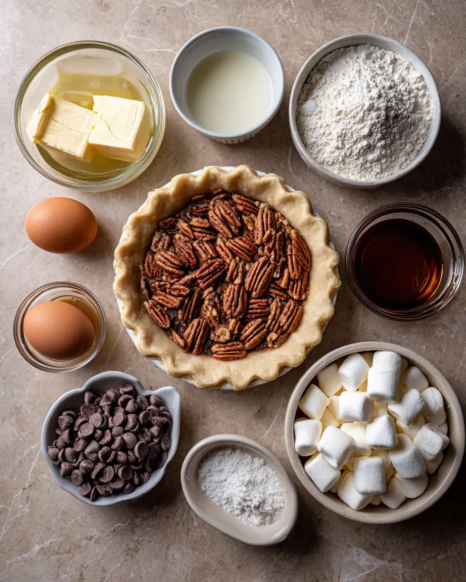 Ingredients for Decadent Delight S’mores Pecan Pie Recipe to Satisfy Your Sweet Tooth