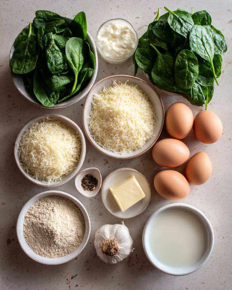 Ingredients for Ultimate Spinach Parmesan Bake Recipe for a Deliciously Easy Dinner
