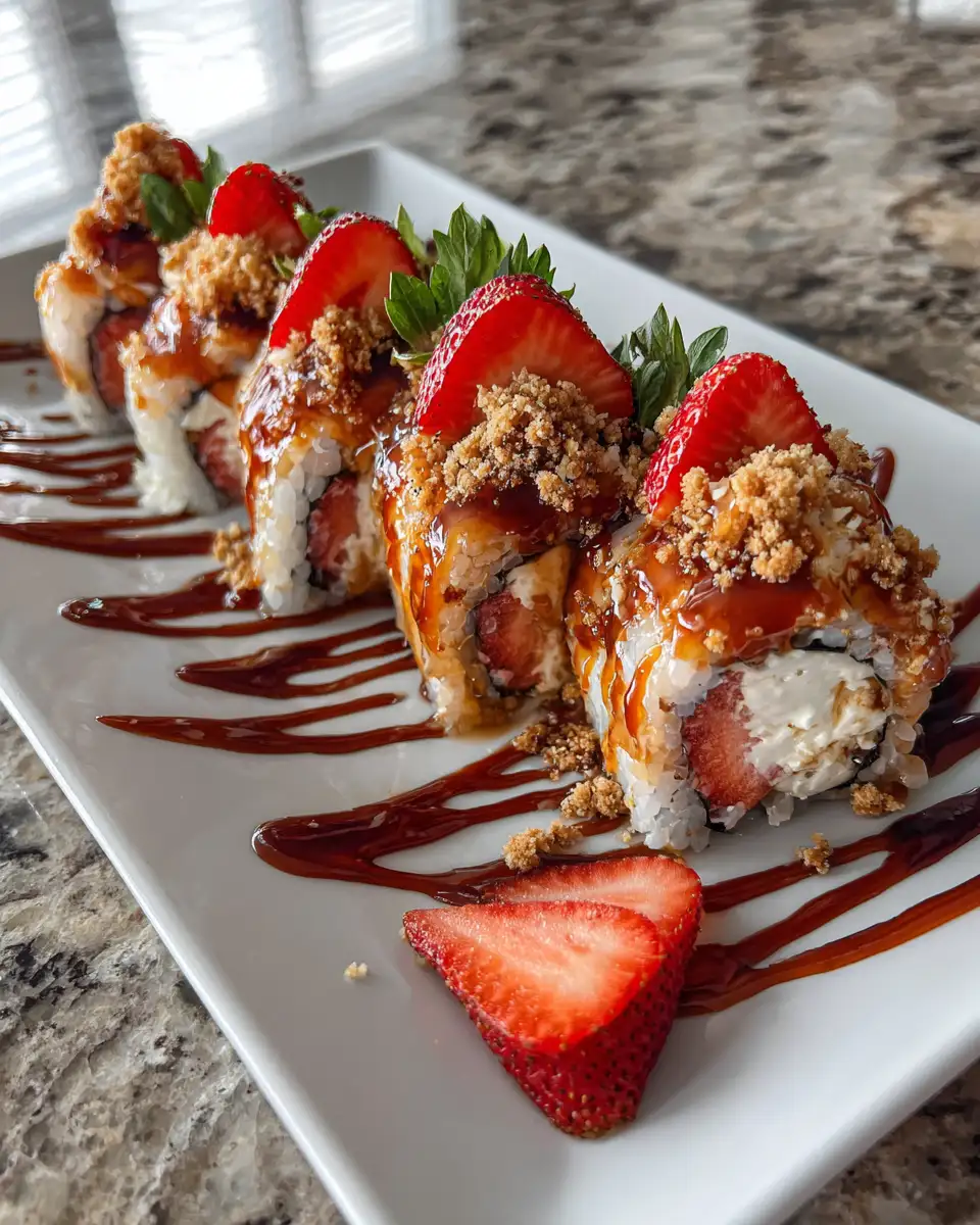 Final dish - Strawberry Shortcake Cheesecake Sushi Rolls That Will Sweeten Your Day