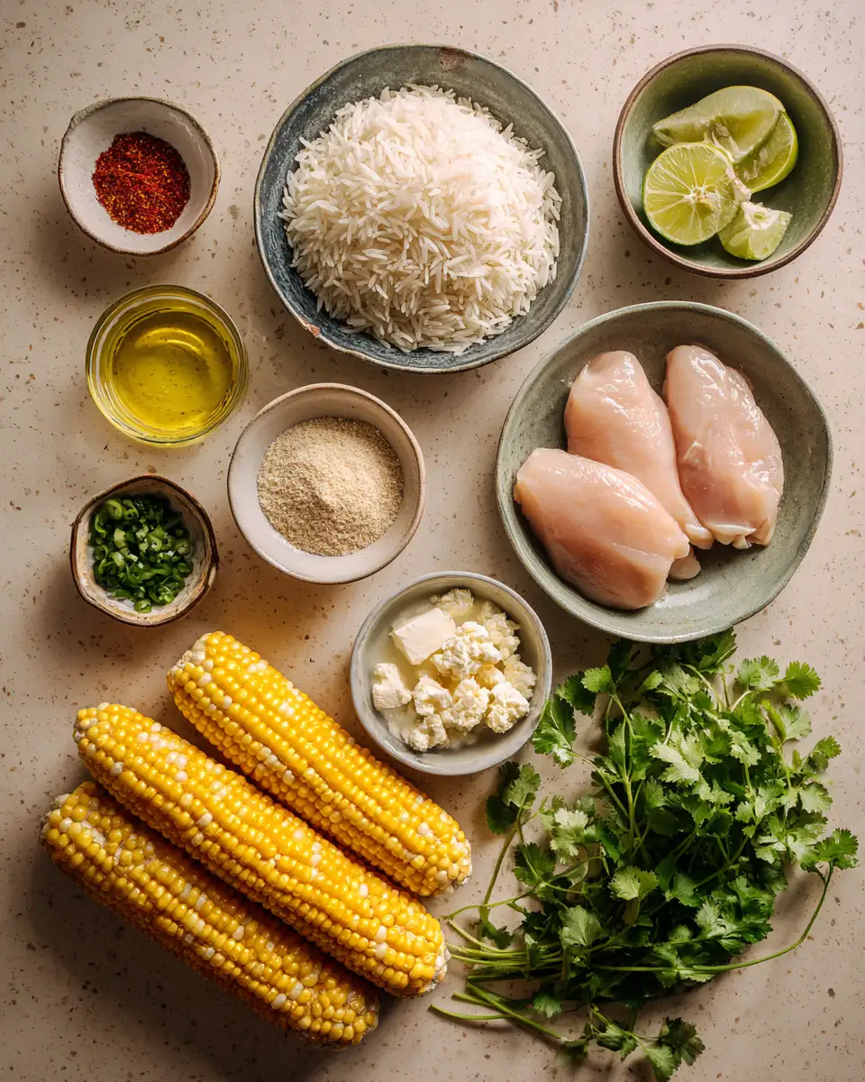 Ingredients for Irresistible Street Corn Chicken Rice Bowl Recipe You Need to Try
