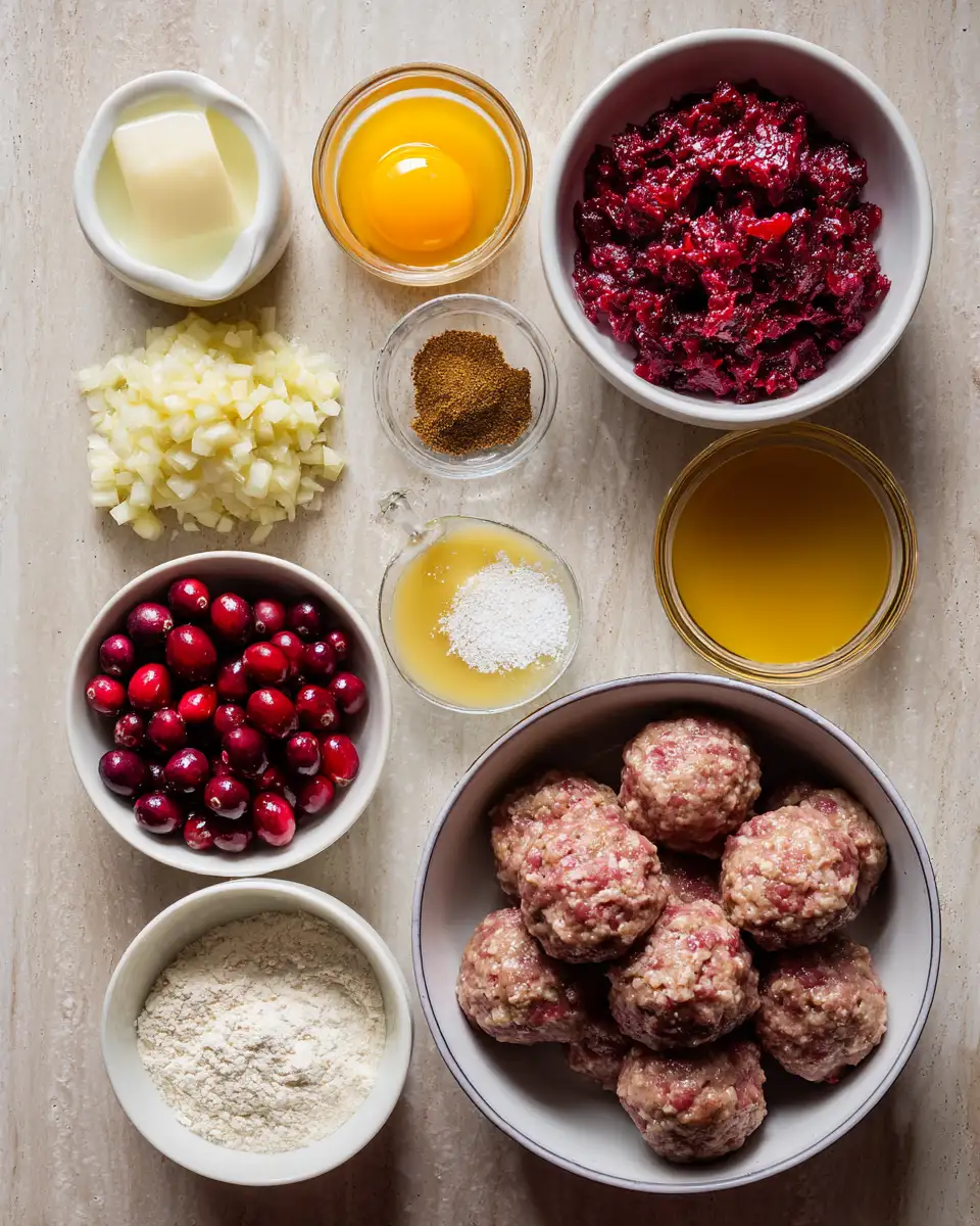 Ingredients for Best Christmas Cranberry Meatballs That Will Wow Your Holiday Guests