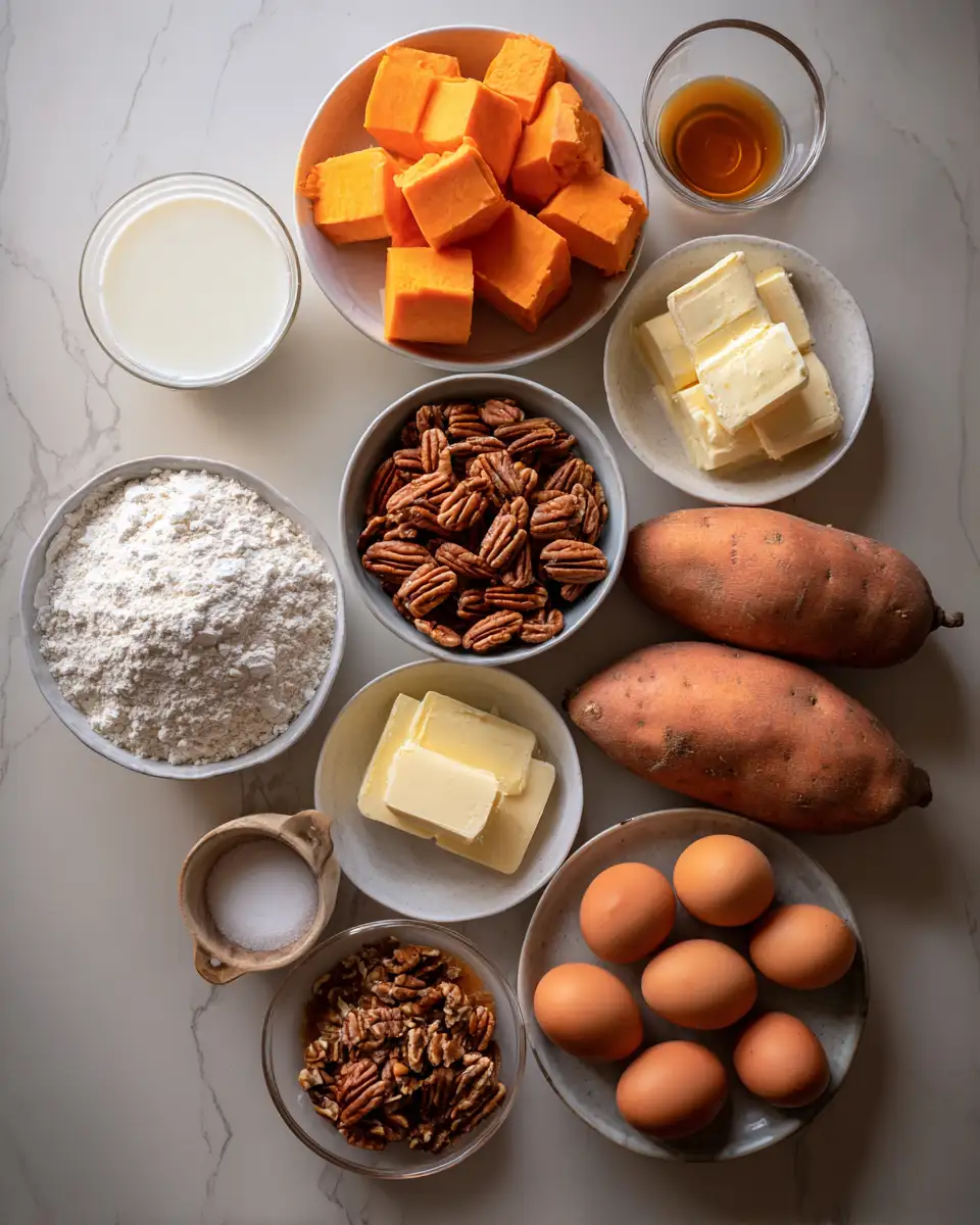 Ingredients for Easy Ruth Chris Sweet Potato Casserole Recipe for Delicious Comfort Food