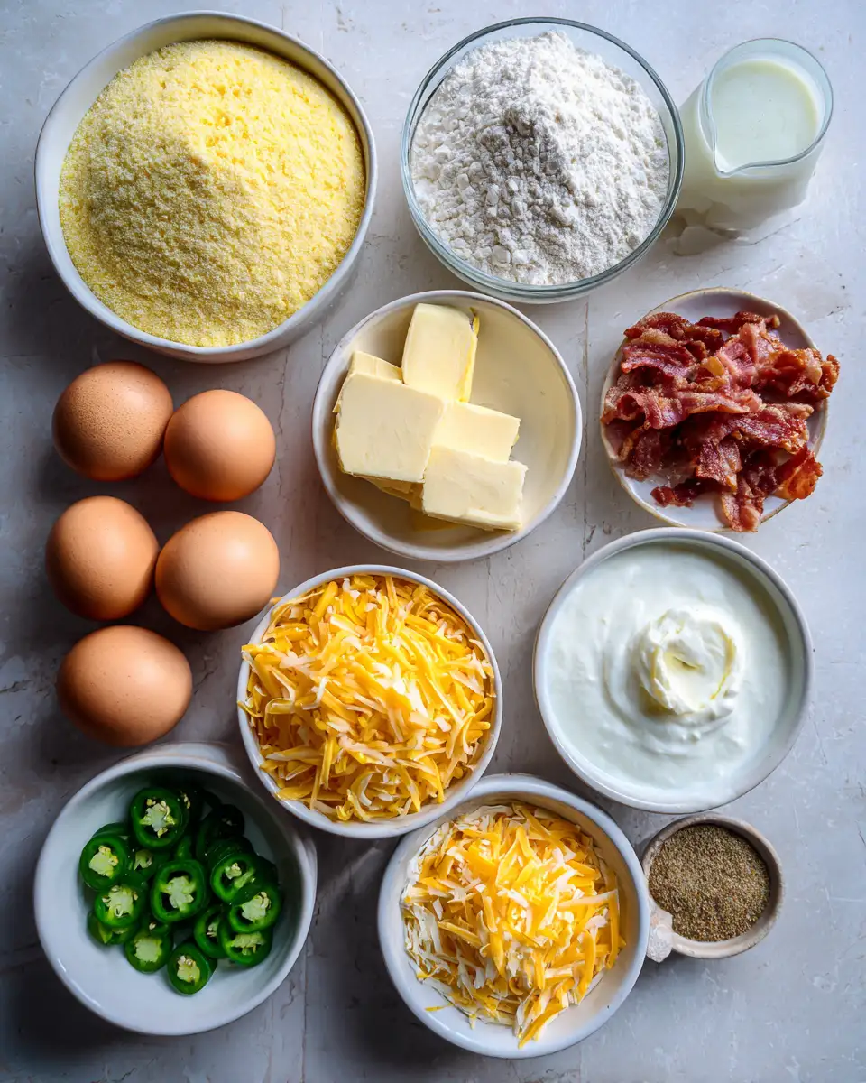 Ingredients for Hearty Southern Loaded Cornbread Casserole That Will Warm Your Soul
