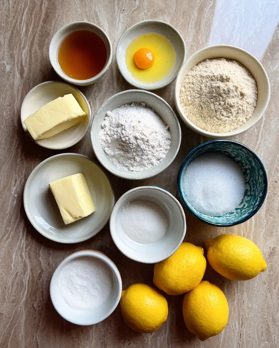 Ingredients for Irresistibly Soft and Zesty Lemon Cookies That Melt in Your Mouth