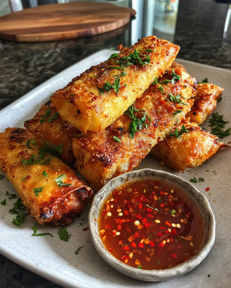 Final dish - Oven Fried Feta Rolls with Chili Honey That Will Spice Up Your Snack Time