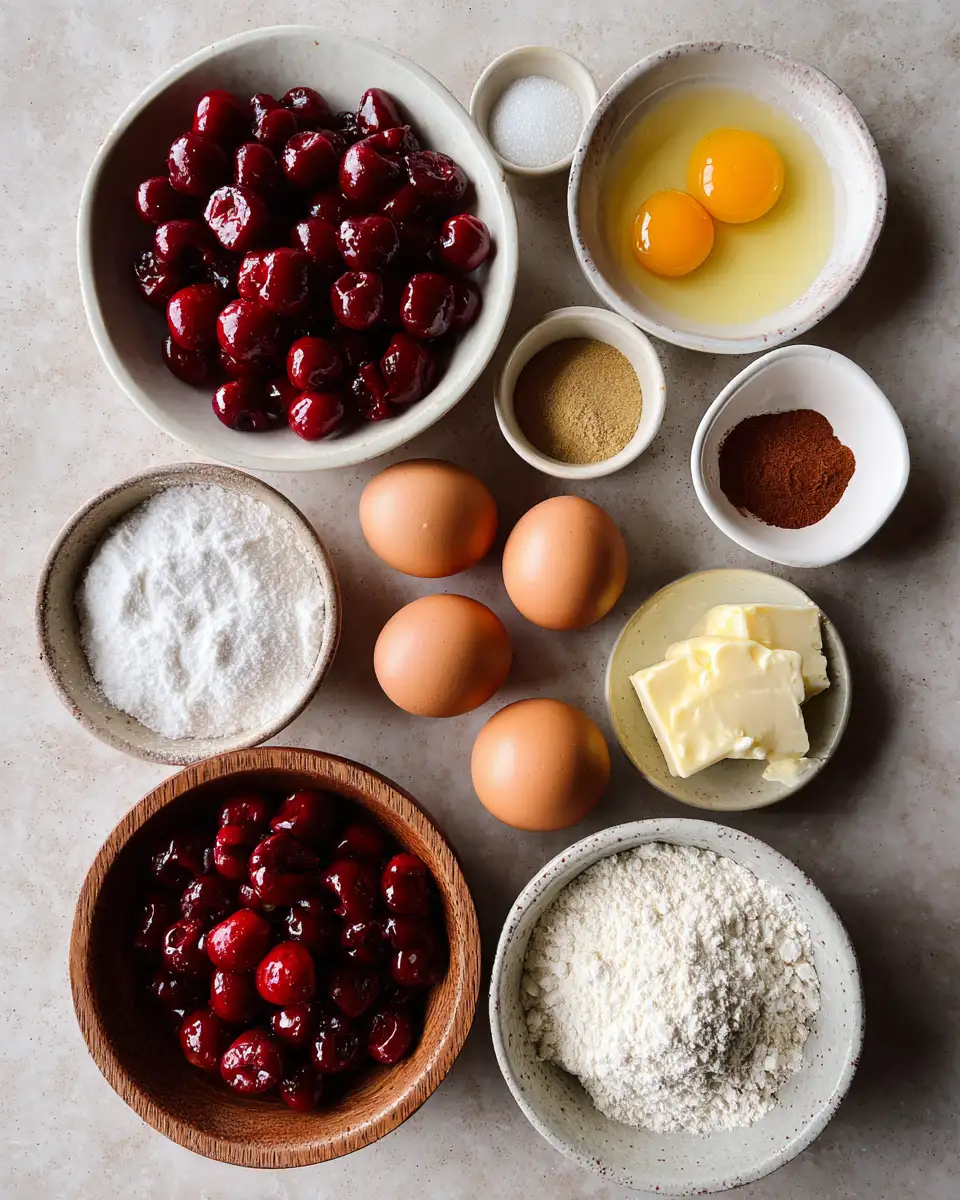 Ingredients for Ruby Red Cherry Bars That Disappear in Every Bite