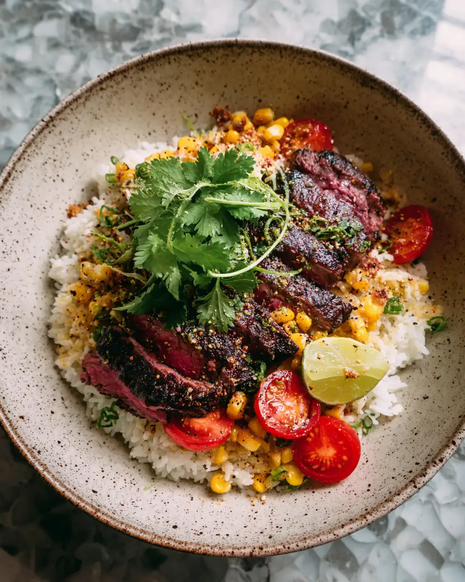 Final dish - Irresistible Street Corn Steak Rice Bowls That Will Elevate Your Dinner Game