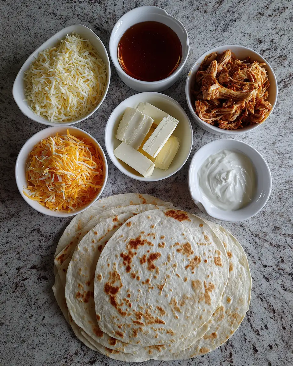 Ingredients for Irresistibly Cheesy Hot Honey Chicken Quesadillas You Need to Try