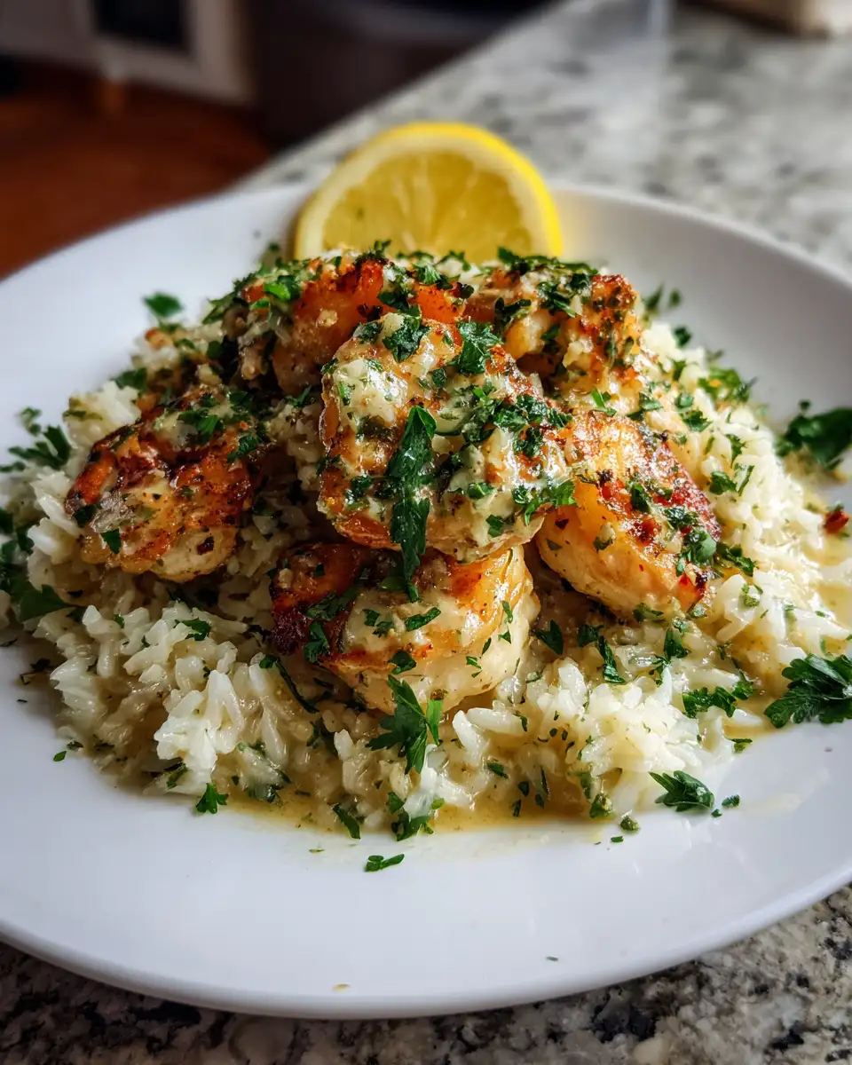 Irresistible Chicken Scampi with Garlic Parmesan Rice Recipe - Featured Image