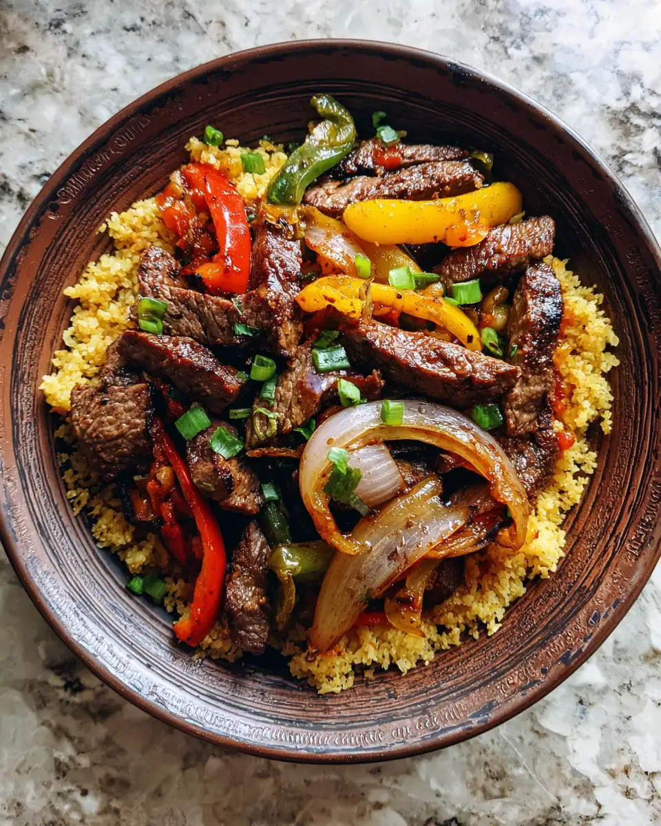 Final dish - High Protein Low Carb Steak Fajita Bowl Recipe for a Flavor-Packed Healthy Meal