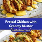 Crunchy Pretzel Chicken with Creamy Mustard Cheddar Bliss