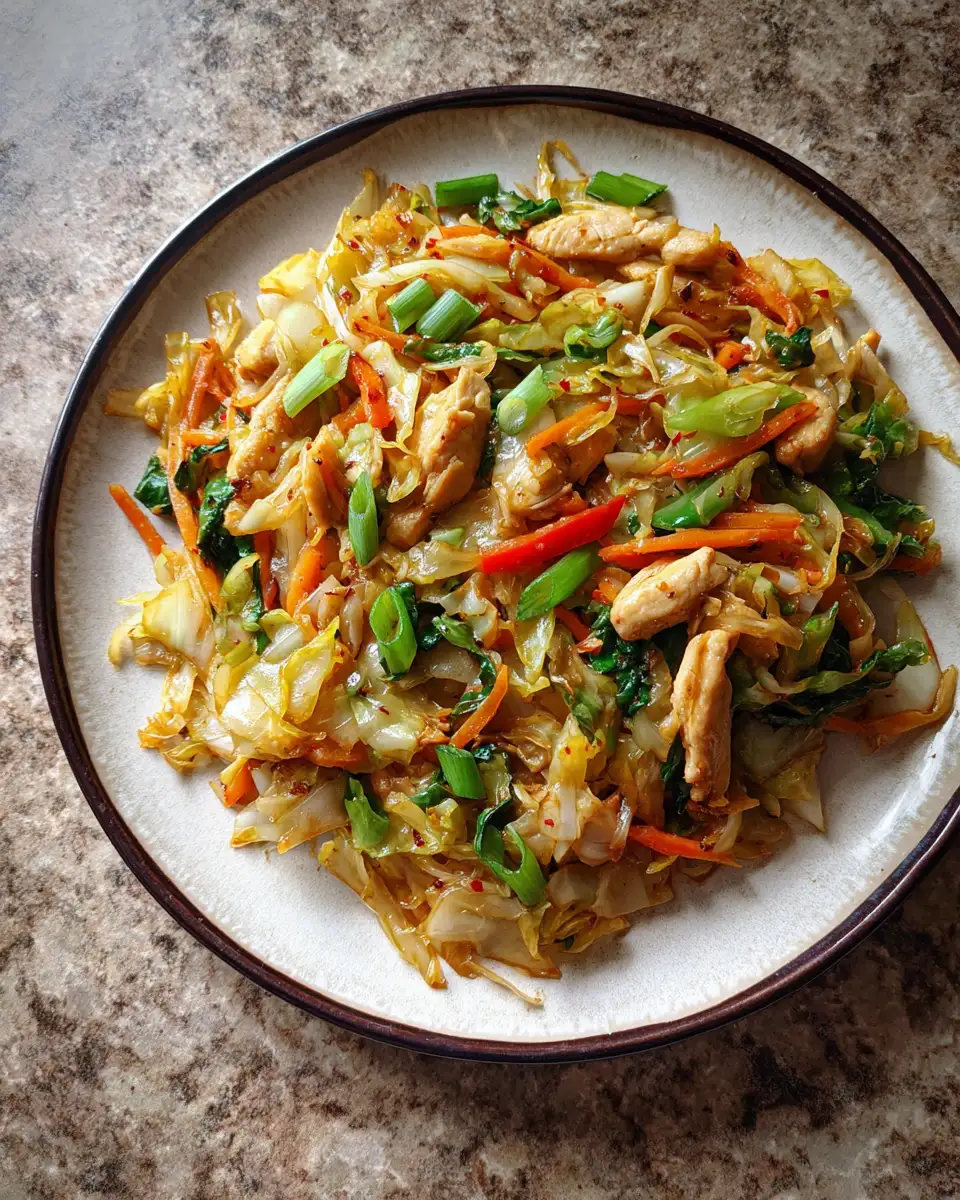 Final dish - Quick and Easy Chicken Cabbage Stir Fry Recipe for Busy Weeknights