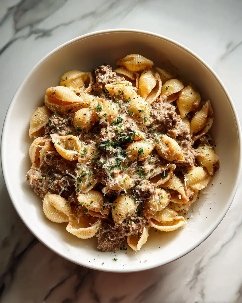 Final dish - One-Pot Creamy Beef and Shells Recipe That Will Wow Your Taste Buds