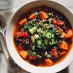 Hearty and Healthy Sweet Potato Black Bean Soup Recipe - Featured Image