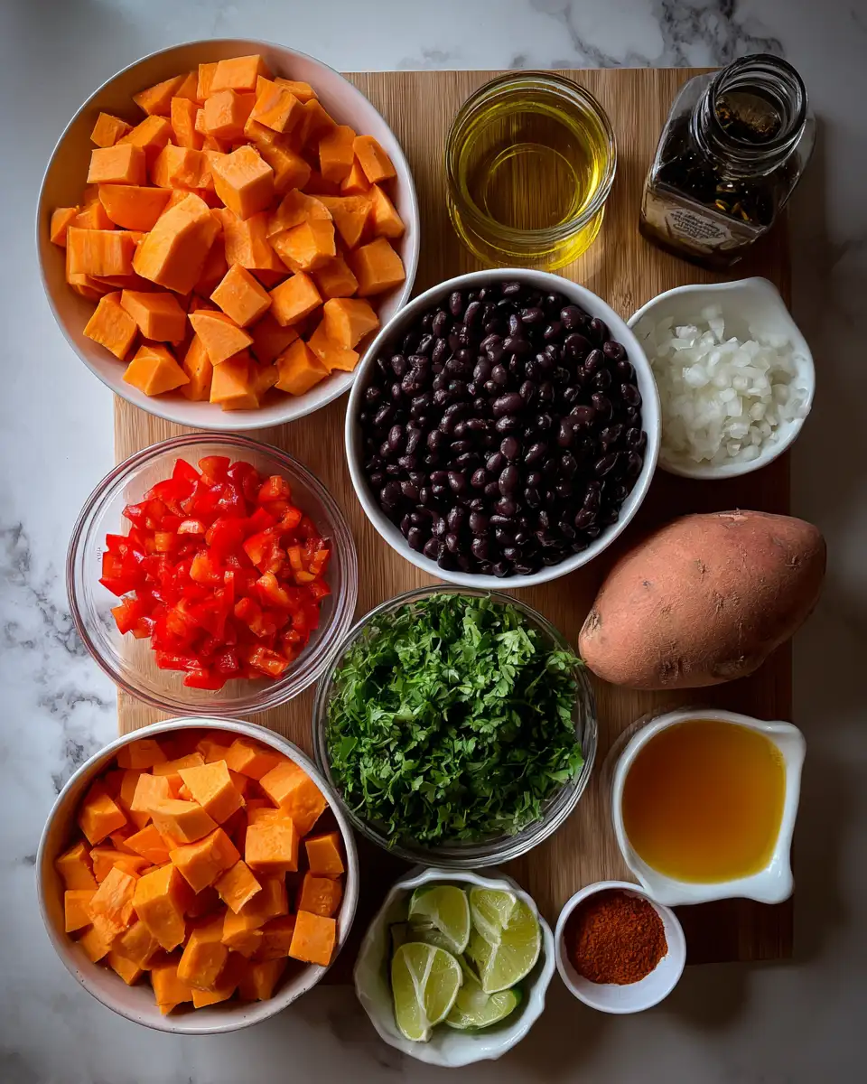 Ingredients for Hearty and Healthy Sweet Potato Black Bean Soup Recipe