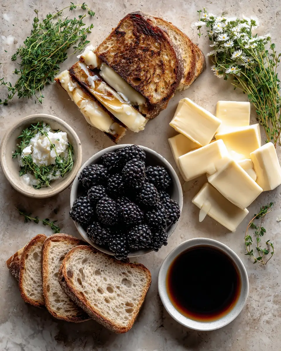 Ingredients for Indulge in the Ultimate Balsamic Blackberry Grilled Cheese with Brie Delight