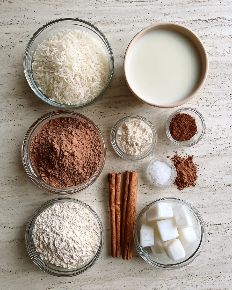 Ingredients for Creamy and Refreshing Chocolate Horchata Recipe to Satisfy Your Sweet Tooth