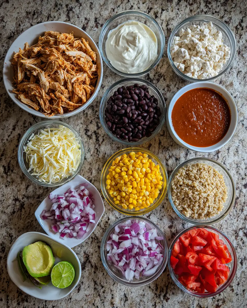 Ingredients for Creamy Enchilada Chicken Cottage Cheese Bowls That Will Wow Your Taste Buds