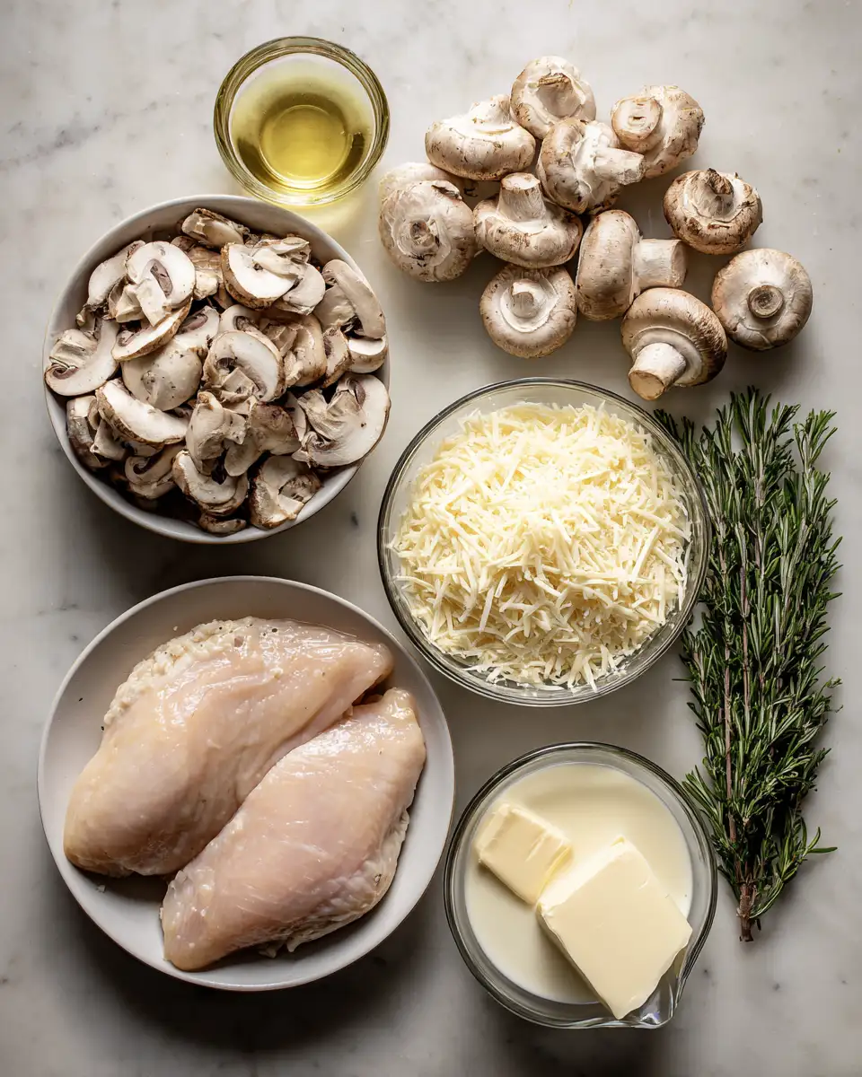 Ingredients for Creamy Mushroom Rosemary Chicken with Gruyere Recipe for Ultimate Comfort Food