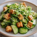 Easy Creamy Asian Cucumber Salad with Crispy Tofu Recipe - Featured Image