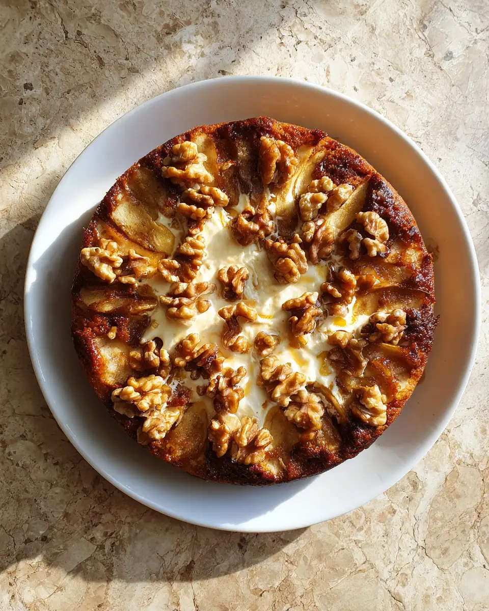Final dish - Easy Spiced Apple Cake with Walnuts and Creamy Vanilla Custard Delight