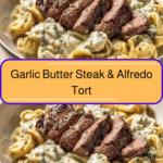 Indulge in Garlic Butter Steak and Creamy Alfredo Tortellini Delight