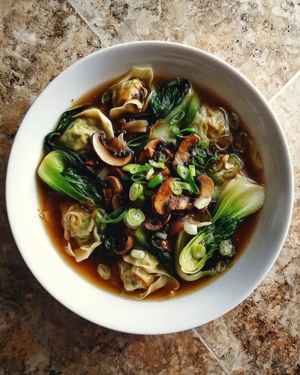 Final dish - Warm Up Your Soul with Ginger Shiitake Wonton Soup with Bok Choy