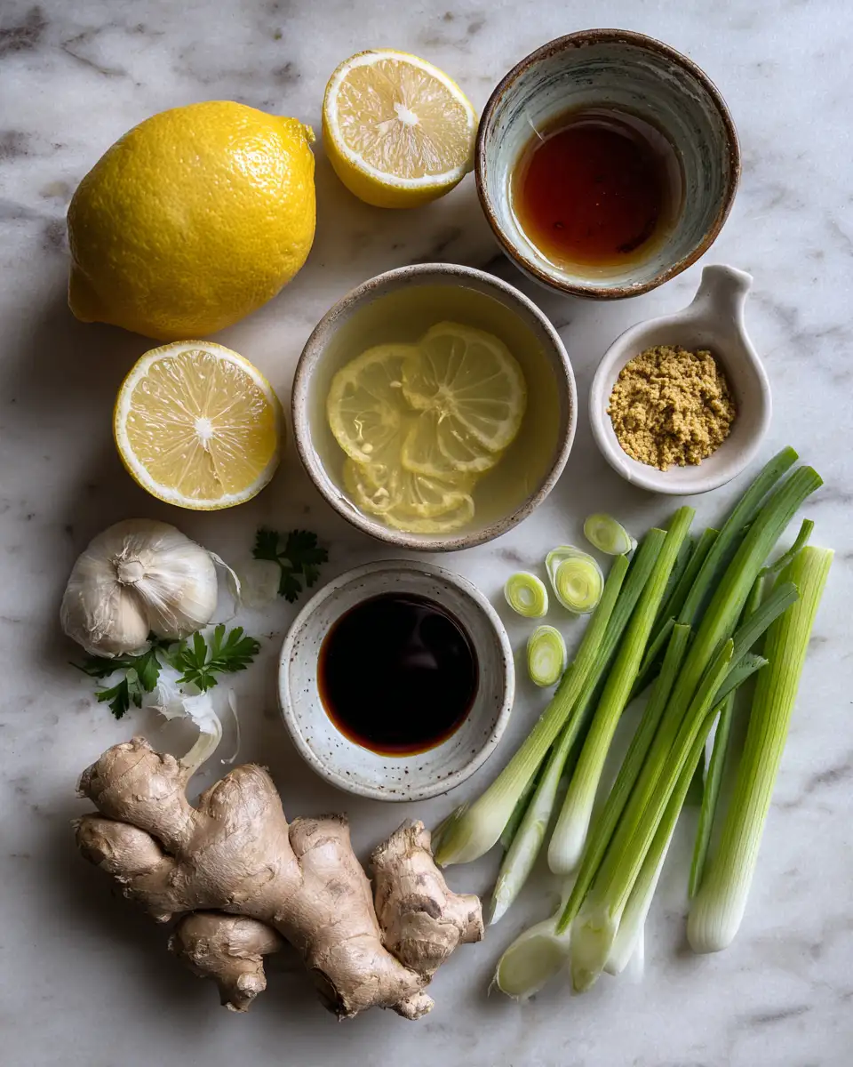 Ingredients for Revitalize Your Body with Healing Miso-Ginger Lemon Detox Broth