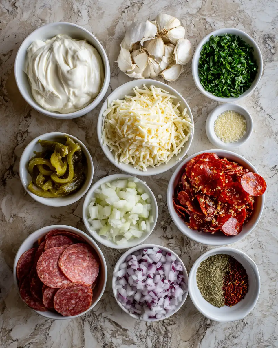Ingredients for Irresistible Italian Grinder Dip Recipe That Will Elevate Your Snack Game