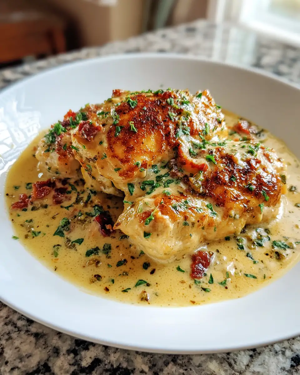 Final dish - Indulge in Keto Creamy Garlic Chicken for a Low-Carb Flavor Explosion