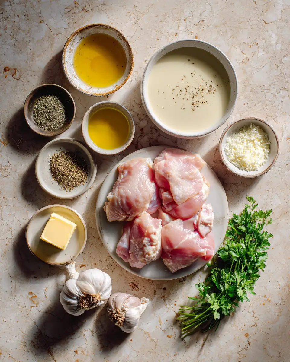 Ingredients for Indulge in Keto Creamy Garlic Chicken for a Low-Carb Flavor Explosion