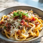 Indulge in the Ultimate Loaded Bacon Cheeseburger Alfredo Pasta Delight - Featured Image