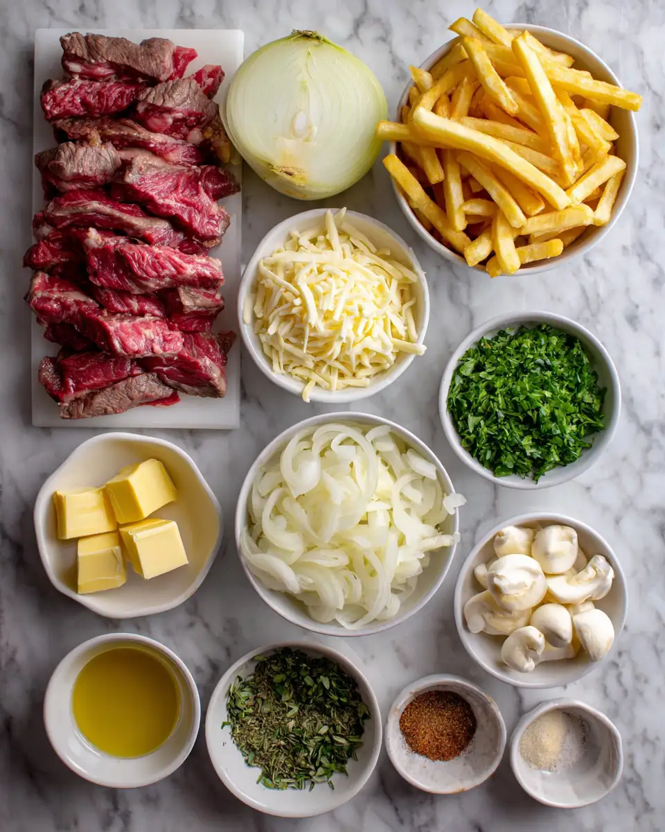 Ingredients for Ultimate Loaded Philly Cheesesteak Fries Recipe You Need to Try