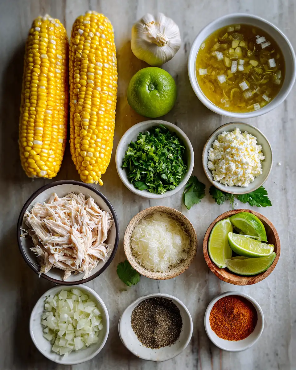 Ingredients for Warm Up with Creamy Mexican Street Corn Chicken Soup