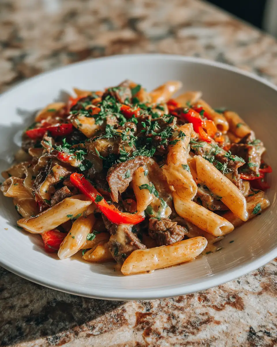 Ultimate Philly Cheesesteak Pasta Recipe That Will Blow Your Mind - Featured Image