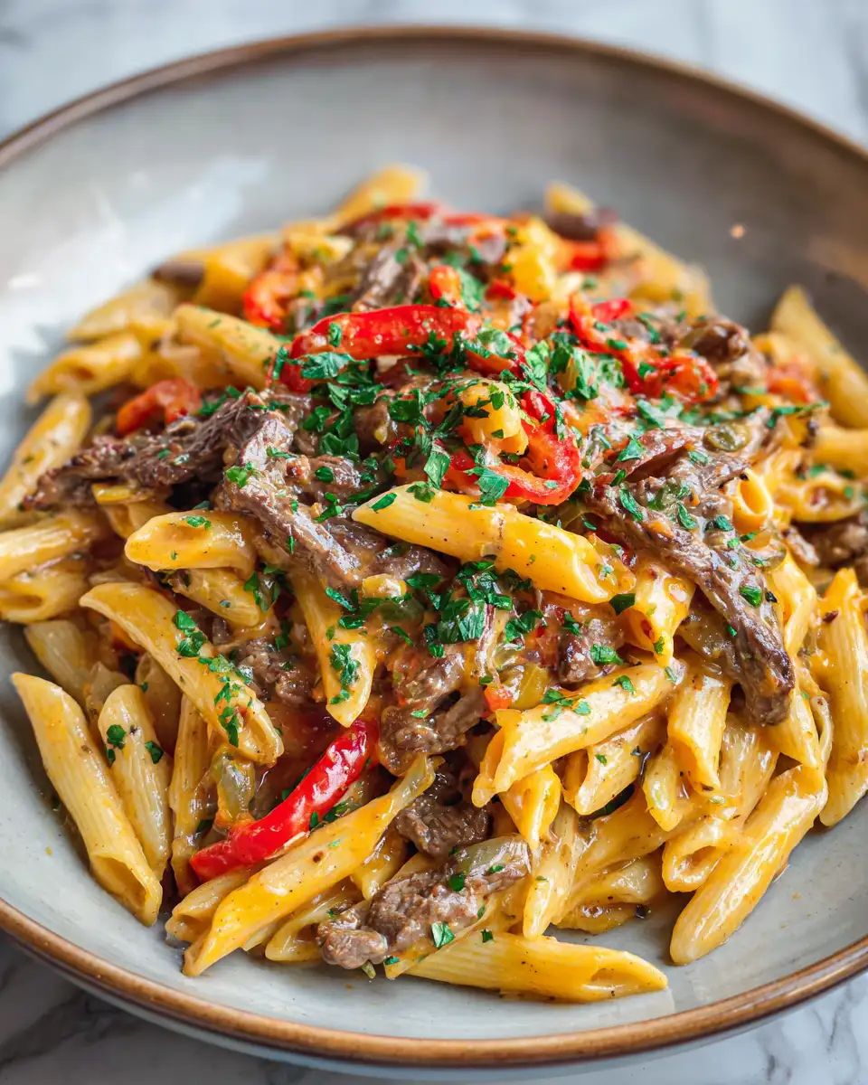 Final dish - Ultimate Philly Cheesesteak Pasta Recipe That Will Blow Your Mind