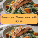 Fresh and Flavorful Salmon and Caesar Salad with a Yummy Sweet Potato Twist