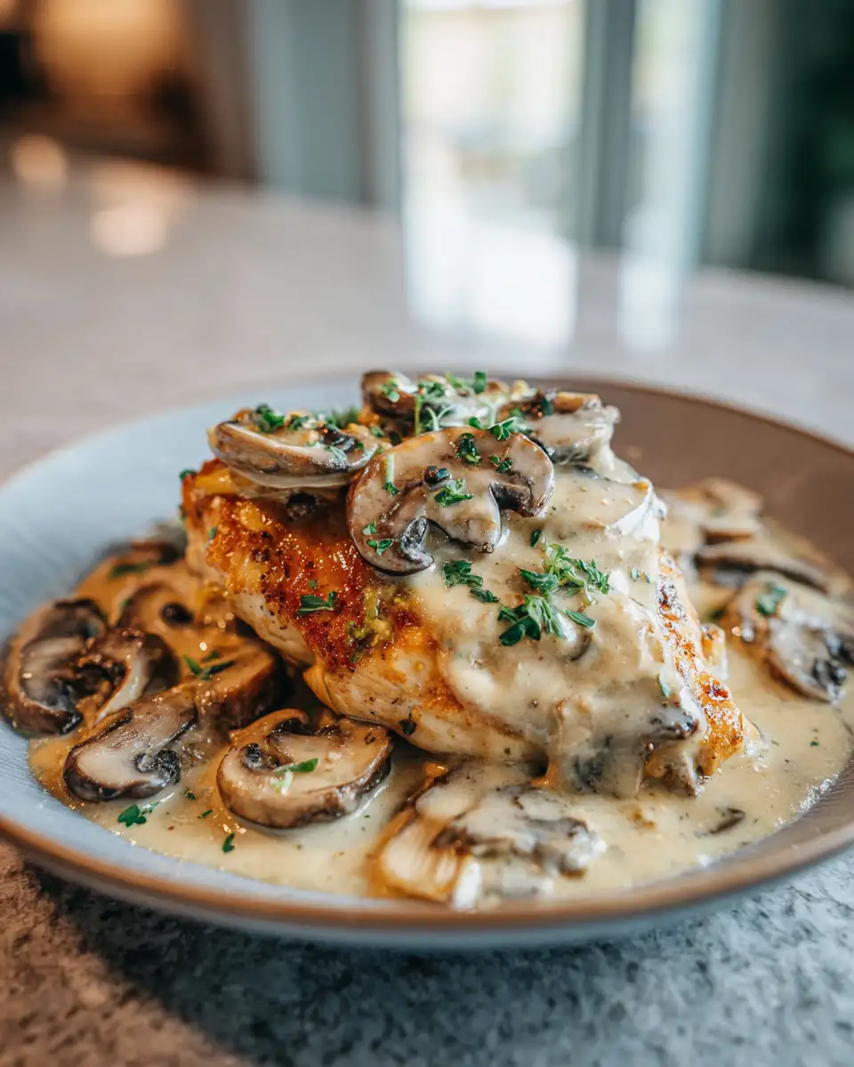 Final dish - Savory Chicken in a Creamy Asiago Mushroom Sauce Recipe You’ll Love