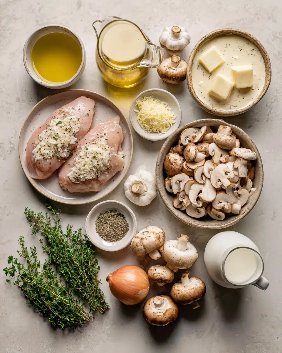 Ingredients for Savory Chicken in a Creamy Asiago Mushroom Sauce Recipe You’ll Love