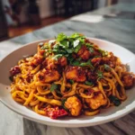 Fiery Flavor Explosion Spicy Kung Pao Chicken Noodles Recipe - Featured Image