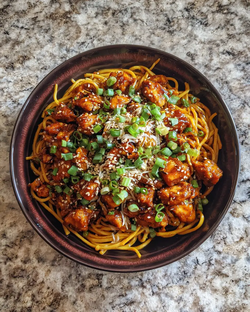 Final dish - Fiery Flavor Explosion Spicy Kung Pao Chicken Noodles Recipe